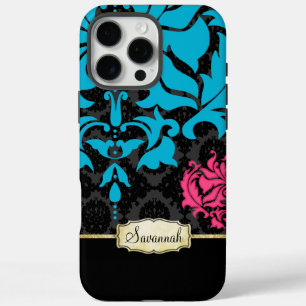 Personalize Pink Aqua Black and Gold iPhone 16 Pro Max Case