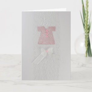 Personalize Pink Baby girl dress Baptism Card