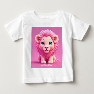 Personalize Pink Baby Lion T-Shirt