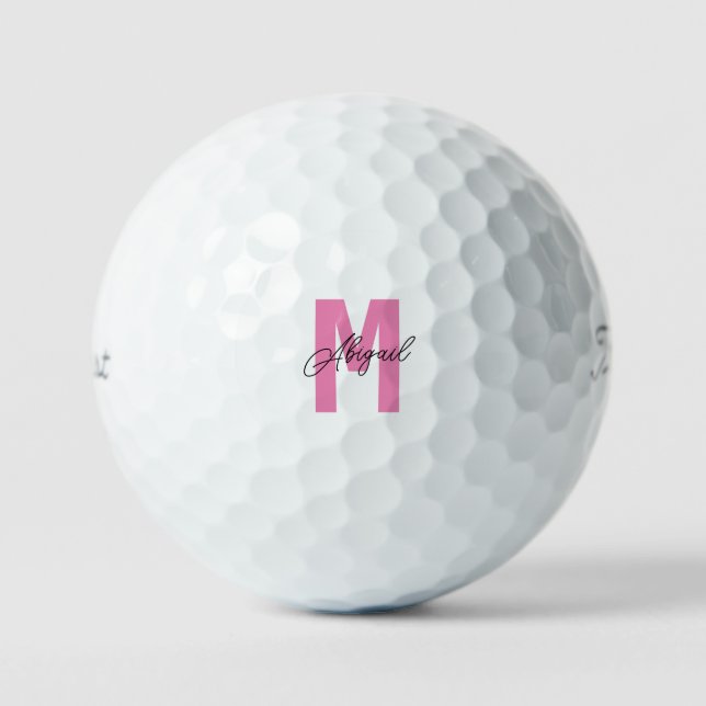 Personalize Pink & Black Custom Titleist Pro VI Golf Balls (Front)