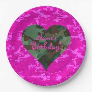 Personalize - Pink Camo Paper Plate
