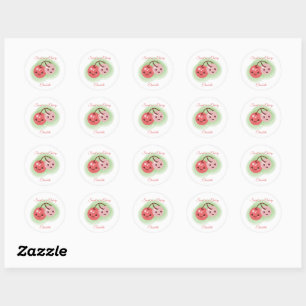 Personalize Pink Cute Pair of Cherries Stickers