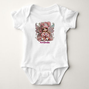 Personalize Pink Fairy  Baby Bodysuit