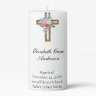 Personalize Pink Floral Cross Baptism Christening