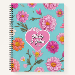 Personalize pink floral daisies pink flowers notebook