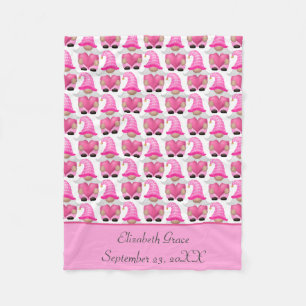  Personalize Pink Gnome Woodland Scandinavian Cute Fleece Blanket