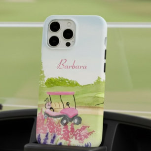 Personalize Pink Golf Cart Golf Course