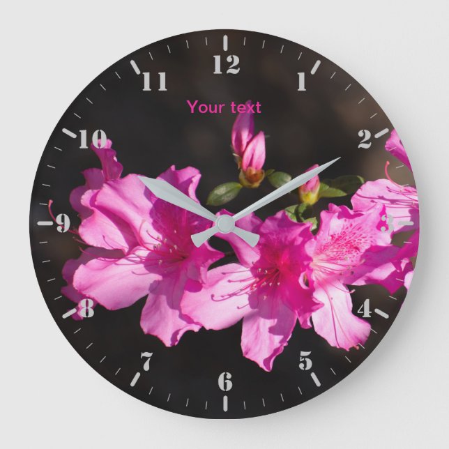 Personalize Pink rhododendron in blossom Large Clock (Front)