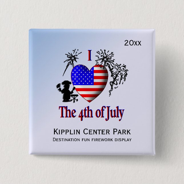 Personalize Pins I Heart the 4th of July (Front)