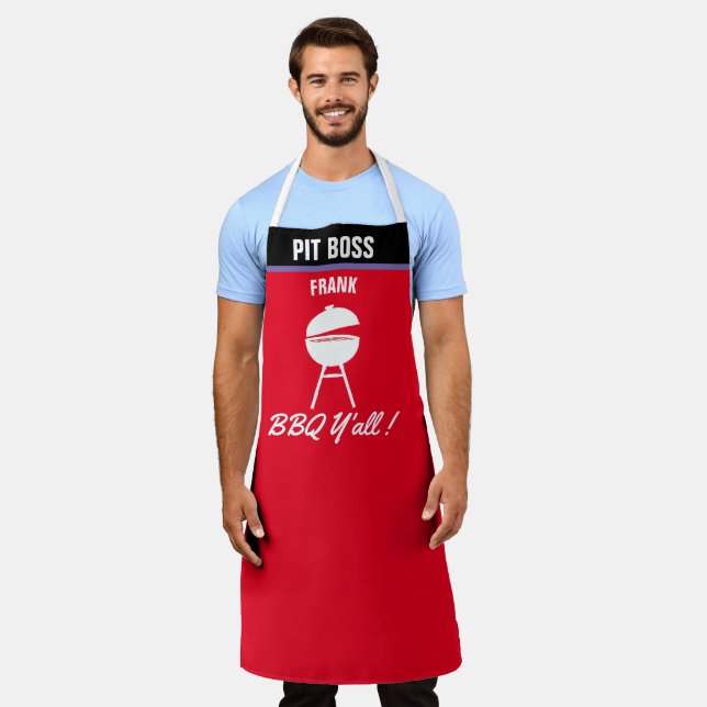 Personalize Pit Boss Funny BBQ Y'all Grill Chef  Apron (Worn)