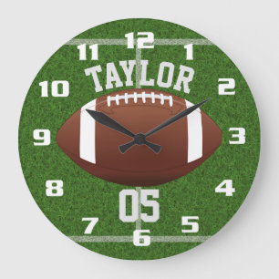Personalize player Name and Number Cool Football Large Clock