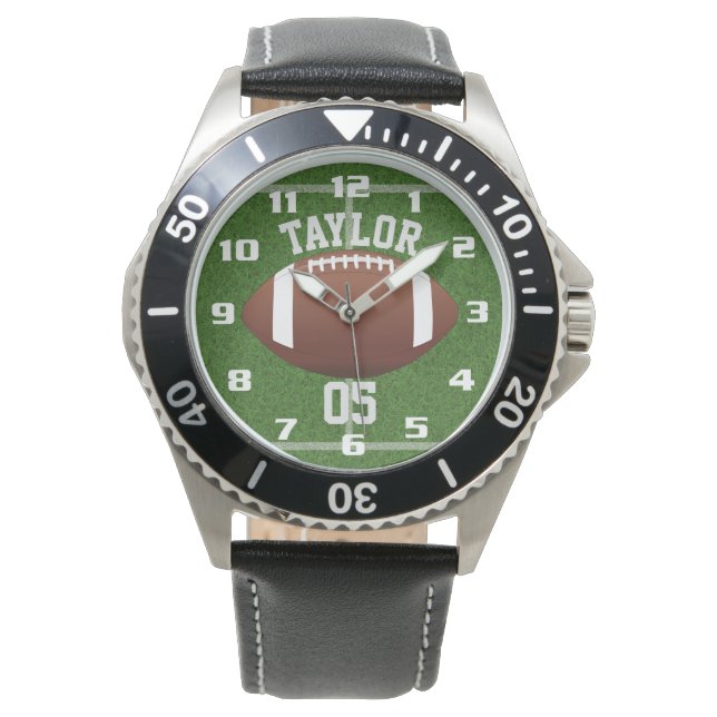 Personalize player Name and Number Cool Football Watch (Front)