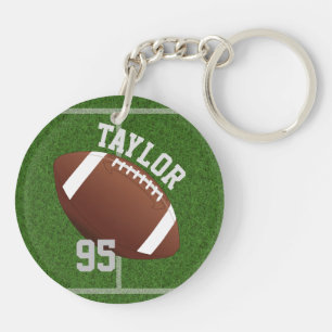 Personalize player Name and Number Football Keychain