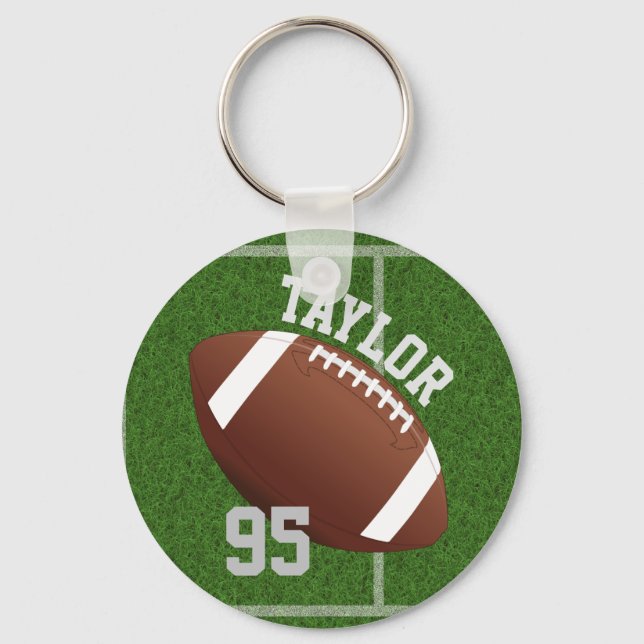 Personalize player Name and Number Football Keychain (Front)