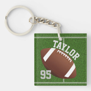 Personalize player Name and Number Football Keychain