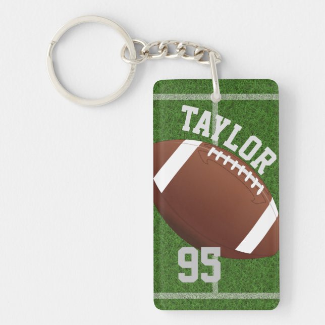 Personalize player Name and Number Football Keychain (Front)