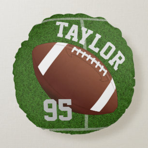 Personalize player Name and Number Football Round Pillow