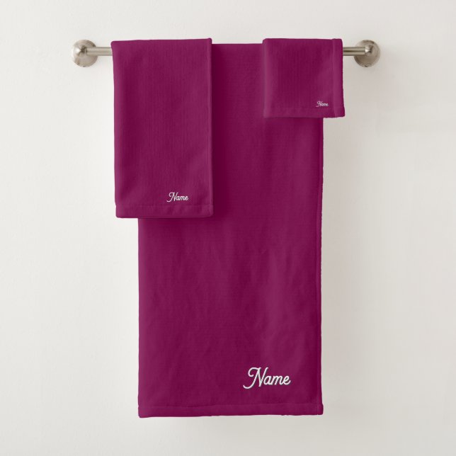 Personalize Plum Gift Personal      Bath Towel Set (Insitu)