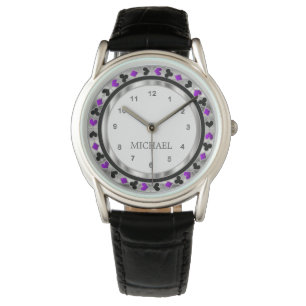 Personalize Poker Player - Sliver & Purple Watch
