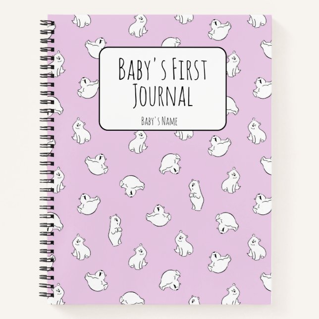 Personalize Polar Bear Pink Baby's First Journal (Devant)