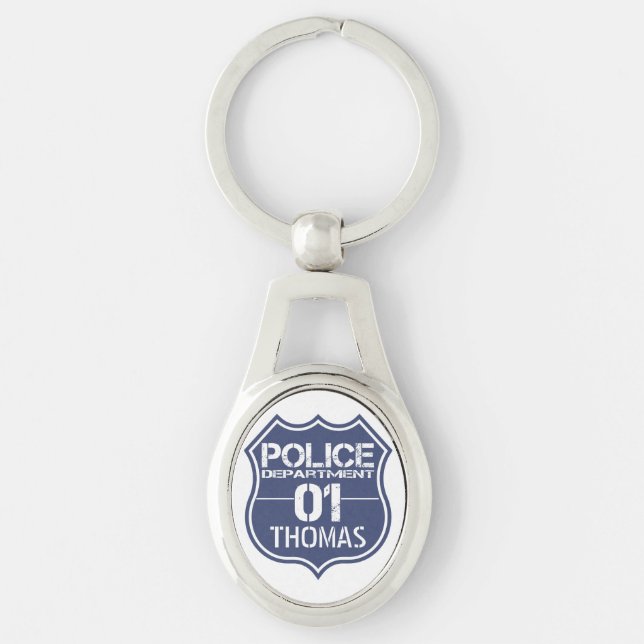 Personalize Police Department Shield 01 - Any Name Keychain (Front)