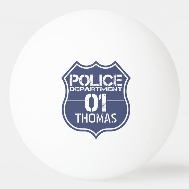 Personalize Police Department Shield 01 - Any Name Ping Pong Ball (Front)