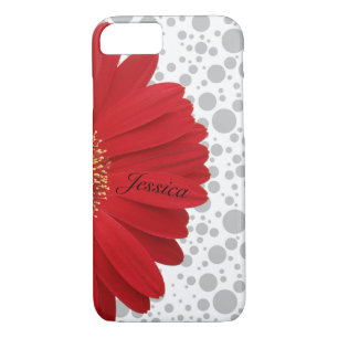Personalize Polka Dot Red Daisy Case-Mate iPhone Case