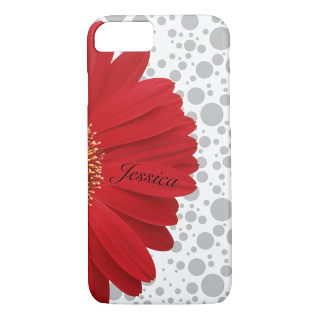 Personalize Polka Dot Red Daisy Case-Mate iPhone Case (Back)