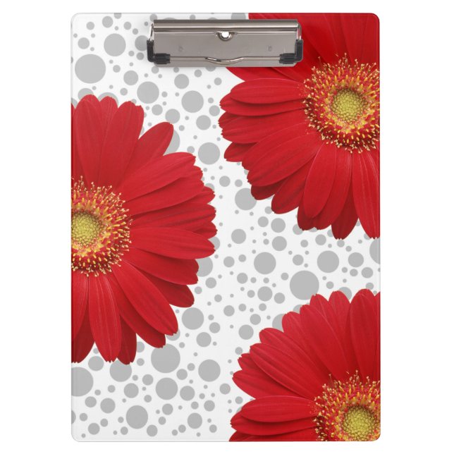 Personalize Polka Dot Red Daisy, change the dot co Clipboard (Front)