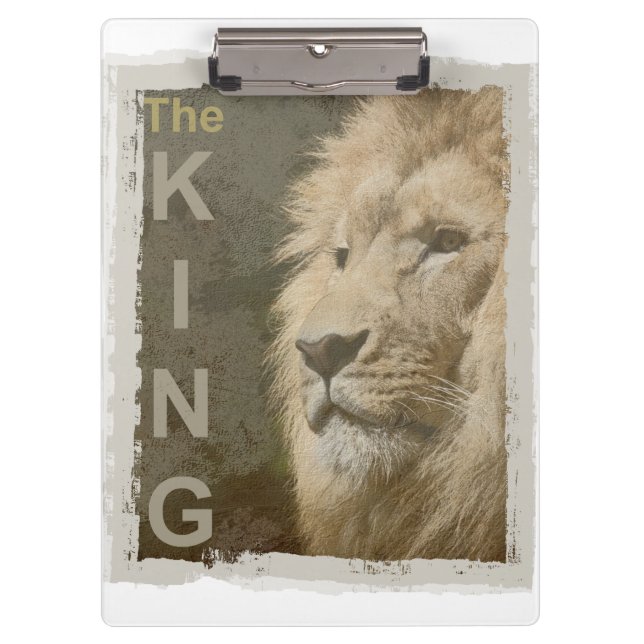 Personalize Pop Art Picture Lion Head The King Clipboard (Front)