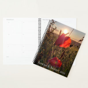 Personalize poppies at sunset planner