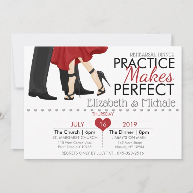 Personalize Practice Make Perfect Rehearsal Dinner Invitation (Front)