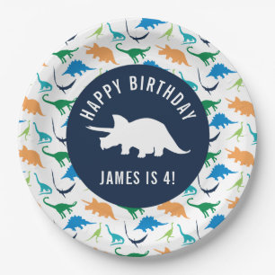 Personalize Preppy Dinosaur Birthday Party Plate