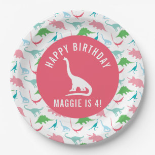 Personalize Preppy Dinosaur Birthday Party Plate