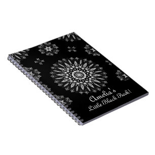 Personalize Pretty Black and White Dot Art Pattern Notebook