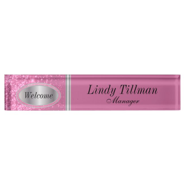 Personalize, Pretty in Pink Name Plate (Front)