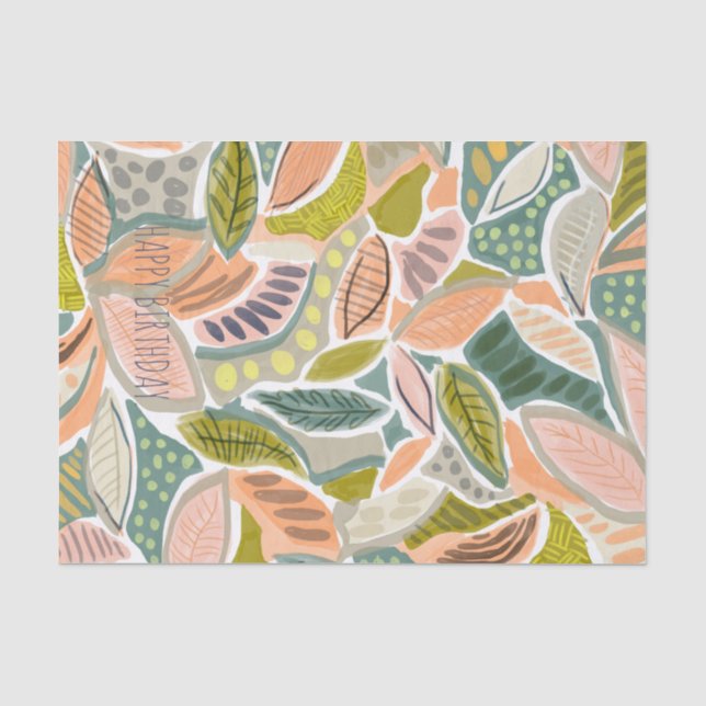 Personalize Pretty Tropical Leaves Tissue Paper (Front)