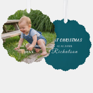 personalize professional Christmas Scalloped Ornament Card