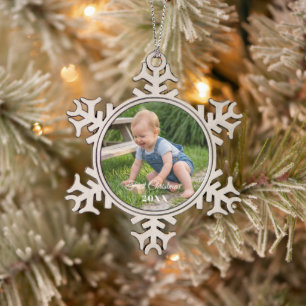 personalize professional Pewter Snowflake Christmas Ornament