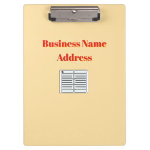 Personalize Promote Business Name Address Cream Clipboard