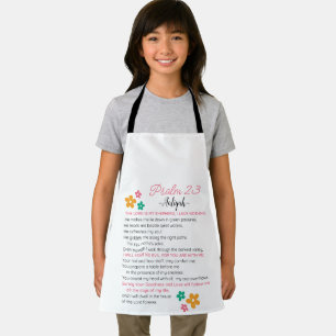 Personalize Psalm 23-NIV Bible Scripture Flowers Apron