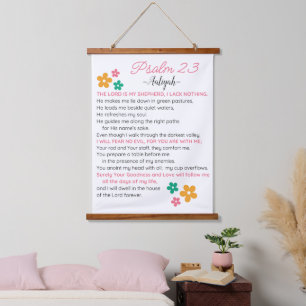 Personalize Psalm 23-NIV Bible Scripture Flowers Hanging Tapestry
