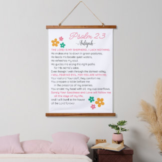 Personalize Psalm 23-NIV Bible Scripture Flowers Hanging Tapestry