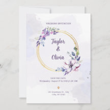 Personalize Purple and White Minimalist Wedding