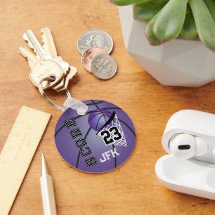 Personalize Purple Basketball  Keychain