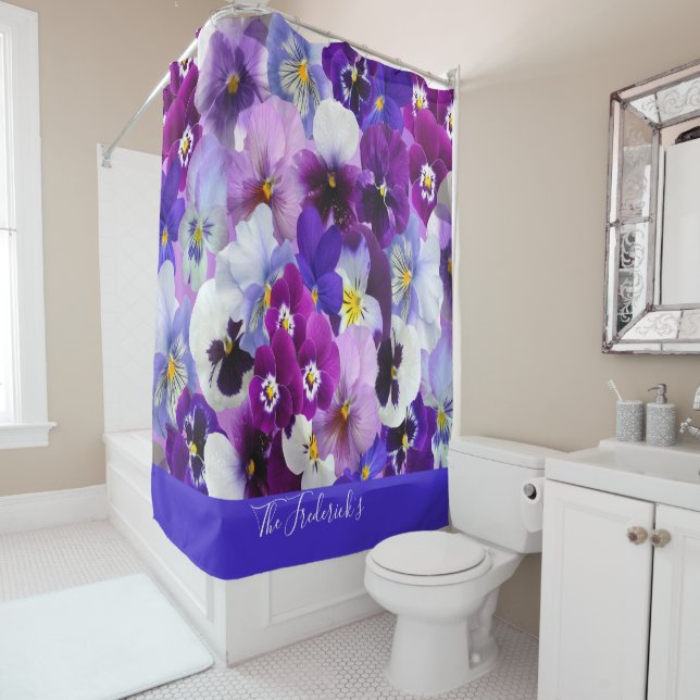 Personalize Purple Blue White Floral Pansy Flowers (In Situ)