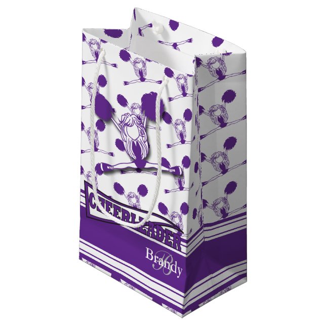 Personalize Purple Cheerleader Small Gift Bag (Front Angled)