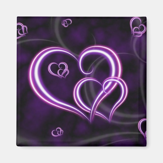 Personalize Purple Hearts Elegant Magnet (Front)
