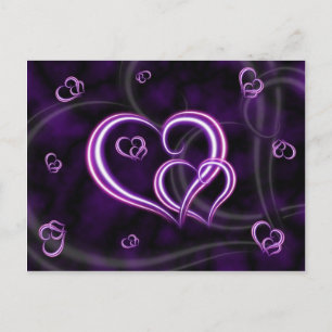 Personalize Purple Hearts Elegant Postcard