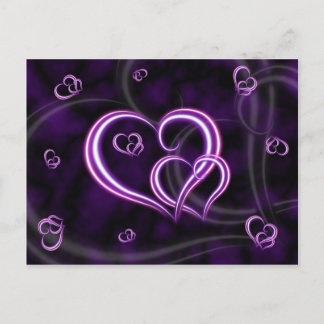 Personalize Purple Hearts Elegant Postcard